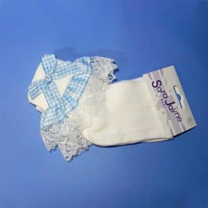 1 Pair of Blue Gingham Ankle Socks