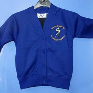 Embroidered Royal Blue Sweat Cardigan