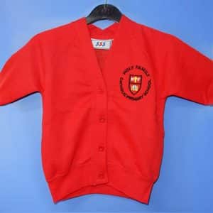 Embroidered Red Sweat Cardigan
