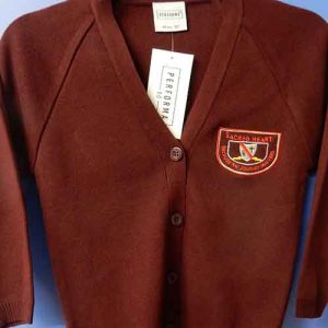 Embroidered Maroon Knit Cardigan