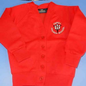 Embroidered Red Sweat Cardigan