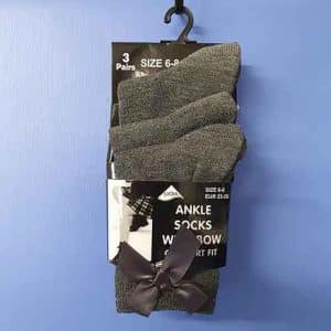 3 Pairs of Ankle Socks - With Bow - Grey