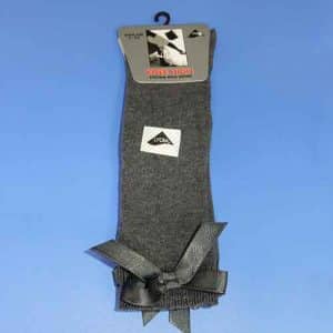 1 Pair of Knee High Socks With Bows - Grey