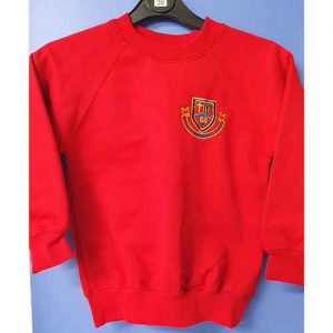 Embroidered Red Round Neck Sweatshirt