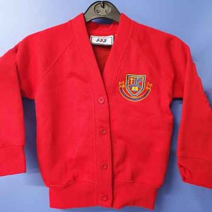 Embroidered Red Sweat Cardigan