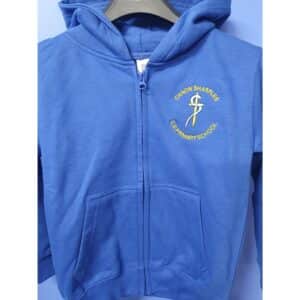 Embroidered Blue PE Zip-Up Hoodie